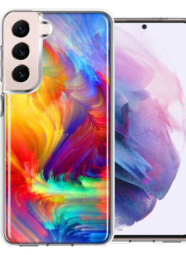 Samsung Galaxy S22 Plus Colorful Feather Paint Double Layer Phone Case Cover