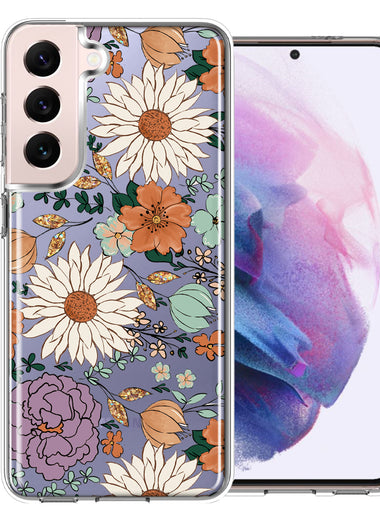 Samsung Galaxy S22 Plus Feminine Classy Flowers Fall Toned Floral Wallpaper Style Double Layer Phone Case Cover
