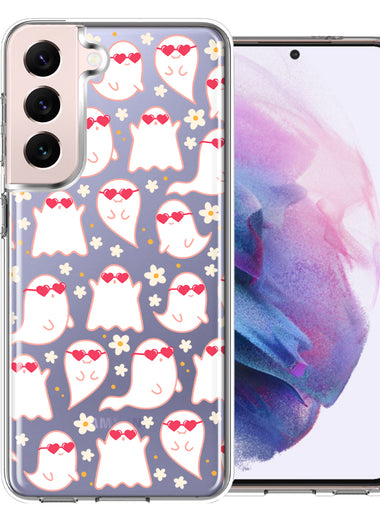 Samsung Galaxy S22 Plus Floating Heart Glasses Love Ghosts Vaneltines Day Cutie Daisy Double Layer Phone Case Cover