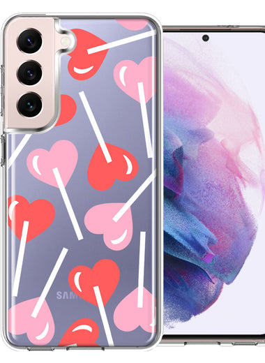 Samsung Galaxy S22 Plus Heart Suckers Lollipop Valentines Day Candy Lovers Double Layer Phone Case Cover