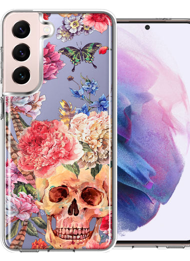 For Samsung Galaxy S22 Plus Indie Spring Peace Skull Feathers Floral Butterfly Flowers Phone Case Cover