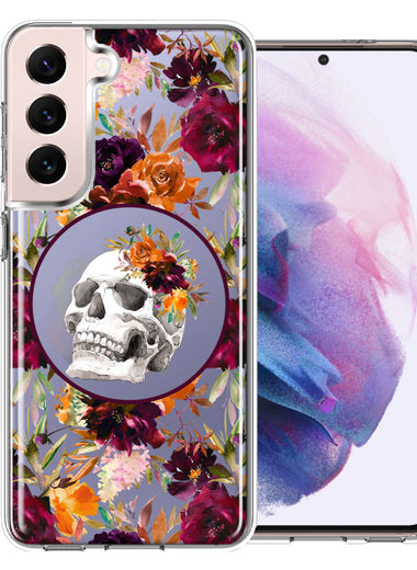 Samsung Galaxy S22 Plus Romance Is Dead Valentines Day Halloween Skull Floral Autumn Flowers Double Layer Phone Case Cover