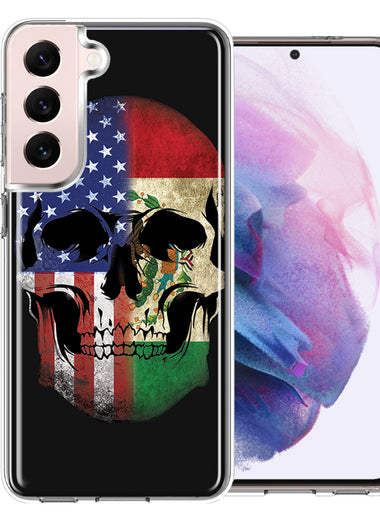 Samsung Galaxy S22 Plus US Mexico Flag Skull Double Layer Phone Case Cover
