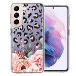 For Samsung Galaxy S22 Plus Classy Blush Peach Peony Rose Flowers Leopard Phone Case Cover