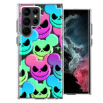 Samsung Galaxy S22 Ultra Bright Rainbow Nightmare Skulls Spooky Season Halloween Design Double Layer Phone Case Cover