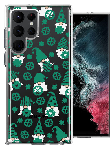 Samsung Galaxy S22 Ultra Lucky Green St Patricks Day Cute Gnomes Shamrock Polkadots Double Layer Phone Case Cover