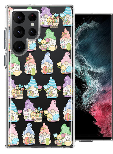 Samsung Galaxy S22 Ultra Pastel Easter Cute Gnomes Spring Flowers Eggs Holiday Seasonal Double Layer Phone Case Cover