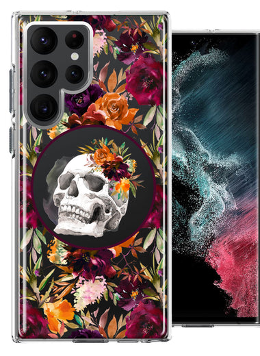 Samsung Galaxy S22 Ultra Romance Is Dead Valentines Day Halloween Skull Floral Autumn Flowers Double Layer Phone Case Cover