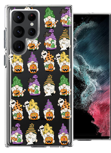 Samsung Galaxy S22 Ultra Spooky Halloween Gnomes Cute Characters Holiday Seasonal Pumpkins Candy Ghosts Double Layer Phone Case Cover