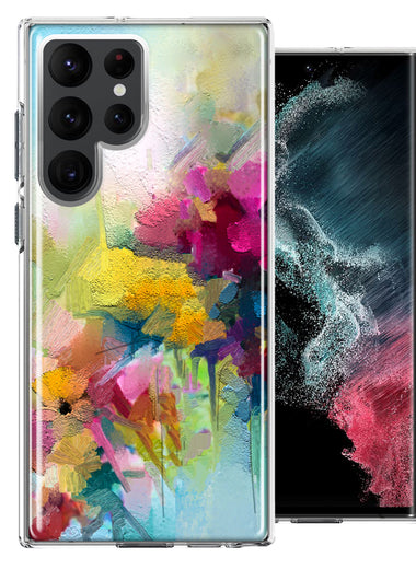 For Samsung Galaxy S22 Ultra Watercolor Flowers Abstract Spring Colorful Floral Painting Phone Case Cover