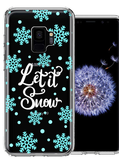Samsung Galaxy S9 Christmas Holiday Let It Snow Winter Blue Snowflakes Design Double Layer Phone Case Cover