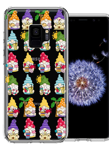 Samsung Galaxy S9 Summer Beach Cute Gnomes Sand Castle Shells Palm Trees Double Layer Phone Case Cover