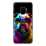 Samsung Galaxy S9 Neon Rainbow Glow Bulldog Hybrid Protective Phone Case Cover