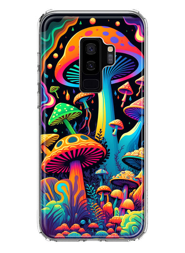 Samsung Galaxy S9 Plus Neon Rainbow Psychedelic Indie Hippie Mushrooms Hybrid Protective Phone Case Cover