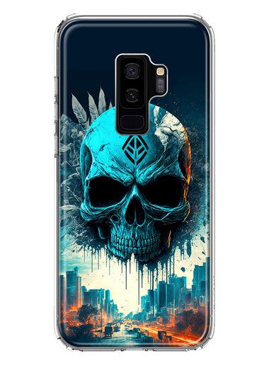Samsung Galaxy S9 Plus Blue Apocalypse Cyberpunk Skull Feather Double Layer Phone Case Cover