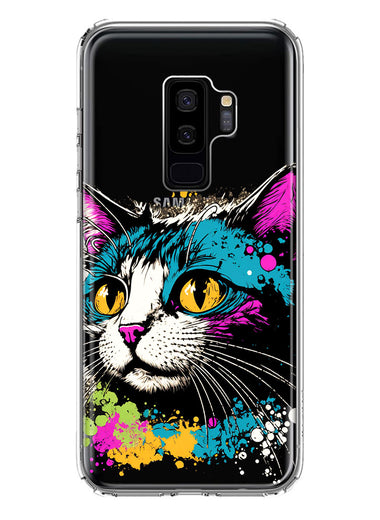 Samsung Galaxy S9 Plus Cool Cat Oil Paint Pop Art Hybrid Protective Phone Case Cover