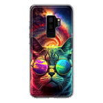 Samsung Galaxy S9 Plus Neon Rainbow Galaxy Cat Hybrid Protective Phone Case Cover