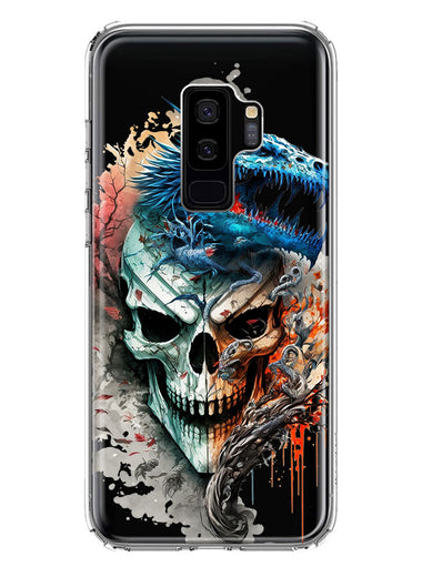 Samsung Galaxy S9 Plus Fantasy Blue Dragon Dream Skull Double Layer Phone Case Cover