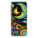 Samsung Galaxy S9 Neon Rainbow Psychedelic Indie Hippie Indie Moon Hybrid Protective Phone Case Cover