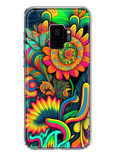 Samsung Galaxy S9 Neon Rainbow Psychedelic Indie Hippie Sunflowers Hybrid Protective Phone Case Cover