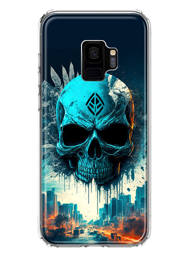 Samsung Galaxy S9 Blue Apocalypse Cyberpunk Skull Feather Double Layer Phone Case Cover