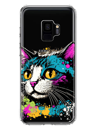 Samsung Galaxy S9 Cool Cat Oil Paint Pop Art Hybrid Protective Phone Case Cover
