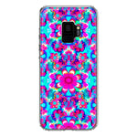 Samsung Galaxy S9 Pink Blue Vintage Hippie Tie Dye Flowers Hybrid Protective Phone Case Cover