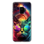 Samsung Galaxy S9 Neon Rainbow Galaxy Cat Hybrid Protective Phone Case Cover