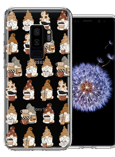 Samsung Galaxy S9 Plus Cute Morning Coffee Lovers Gnomes Characters Drip Iced Latte Americano Espresso Brown Double Layer Phone Case Cover