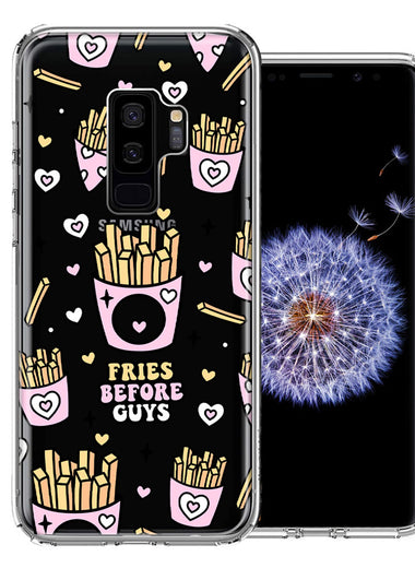 Samsung Galaxy S9 Plus Cute Valentine Pink Love Hearts Fries Before Guys Double Layer Phone Case Cover