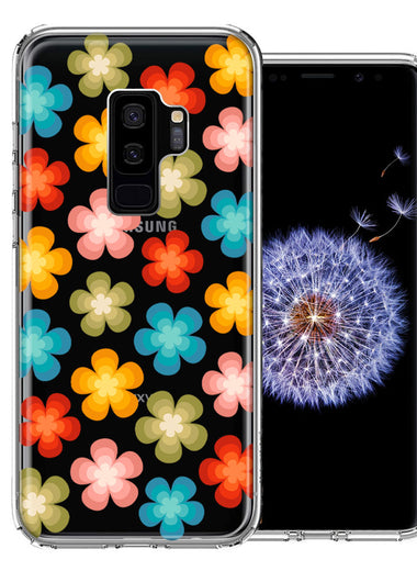 Samsung Galaxy S9 Plus Groovy Gradient Retro Color Flowers Double Layer Phone Case Cover