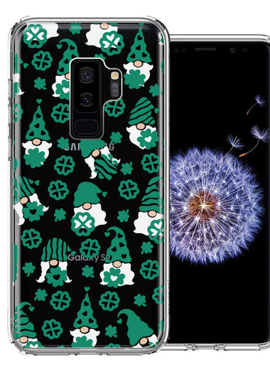 Samsung Galaxy S9 Plus Lucky Green St Patricks Day Cute Gnomes Shamrock Polkadots Double Layer Phone Case Cover