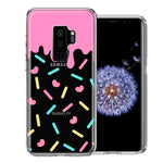 Samsung Galaxy S9 Plus Pink Drip Frosting Cute Heart Sprinkles Kawaii Cake Design Double Layer Phone Case Cover
