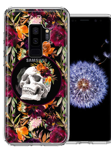 Samsung Galaxy S9 Plus Romance Is Dead Valentines Day Halloween Skull Floral Autumn Flowers Double Layer Phone Case Cover