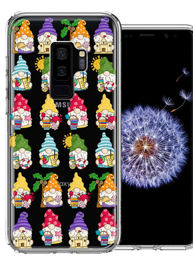 Samsung Galaxy S9 Plus Summer Beach Cute Gnomes Sand Castle Shells Palm Trees Double Layer Phone Case Cover