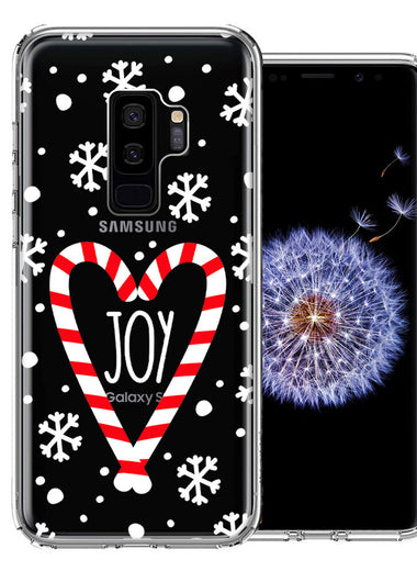 Samsung Galaxy S9 Plus Winter Joy Snow Peppermint Candy Cane Heart Festive Christmas Double Layer Phone Case Cover