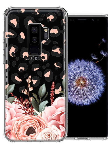 For Samsung Galaxy S9 Plus Classy Blush Peach Peony Rose Flowers Leopard Phone Case Cover