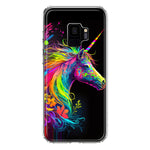 Samsung Galaxy S9 Neon Rainbow Glow Unicorn Floral Hybrid Protective Phone Case Cover