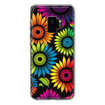 Samsung Galaxy S9 Neon Rainbow Glow Sunflowers Colorful Floral Pink Purple Double Layer Phone Case Cover