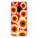 Samsung Galaxy S9 Yellow Sunflowers Polkadot on Red Double Layer Phone Case Cover