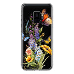 Samsung Galaxy S9 Yellow Purple Spring Flowers Butterflies Floral Hybrid Protective Phone Case Cover