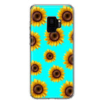 Samsung Galaxy S9 Yellow Sunflowers Polkadot on Turquoise Teal Double Layer Phone Case Cover