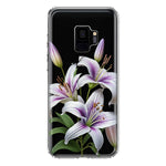 Samsung Galaxy S9 White Lavender Lily Purple Flowers Floral Hybrid Protective Phone Case Cover