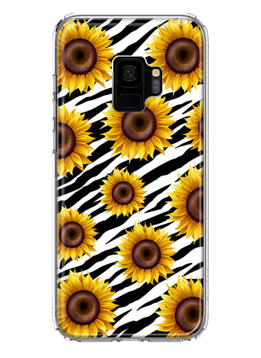 Samsung Galaxy S9 White Zebra Sunflowers Polkadots Double Layer Phone Case Cover