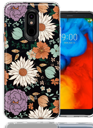 LG Aristo 2/3/K8 Feminine Classy Flowers Fall Toned Floral Wallpaper Style Double Layer Phone Case Cover