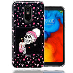 LG Aristo 2/3/K8 Pink Dead Valentine Skull Frap Hearts If I had Feelings They'd Be For You Love Double Layer Phone Case Cover