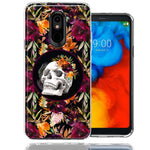 LG Stylo 4 Romance Is Dead Valentines Day Halloween Skull Floral Autumn Flowers Double Layer Phone Case Cover