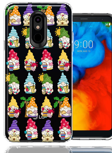 LG Stylo 5 Summer Beach Cute Gnomes Sand Castle Shells Palm Trees Double Layer Phone Case Cover