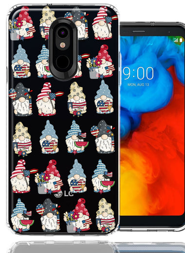 LG Stylo 5 USA Fourth Of July American Summer Cute Gnomes Patriotic Parade Double Layer Phone Case Cover