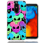 LG Aristo 2/3/K8 Bright Rainbow Nightmare Skulls Spooky Season Halloween Design Double Layer Phone Case Cover